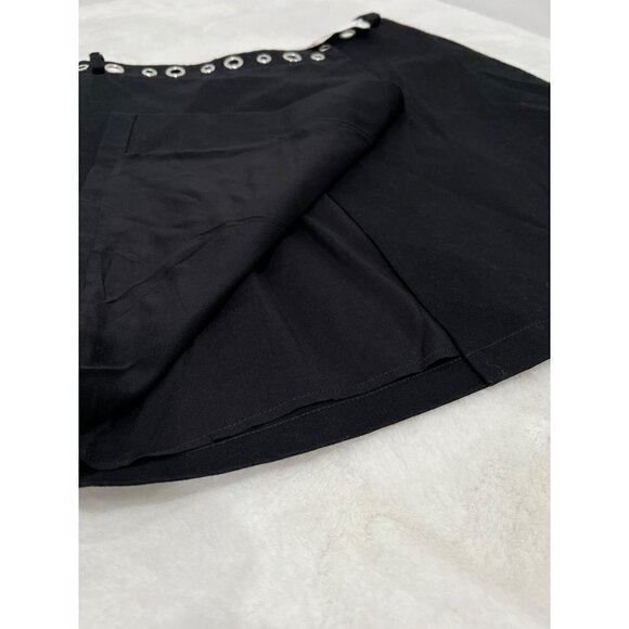 New Maje Size 40 Eyelet Cotton-gabardine Black Mini Skirt Going Out Streetwear - Picture 12 of 12
